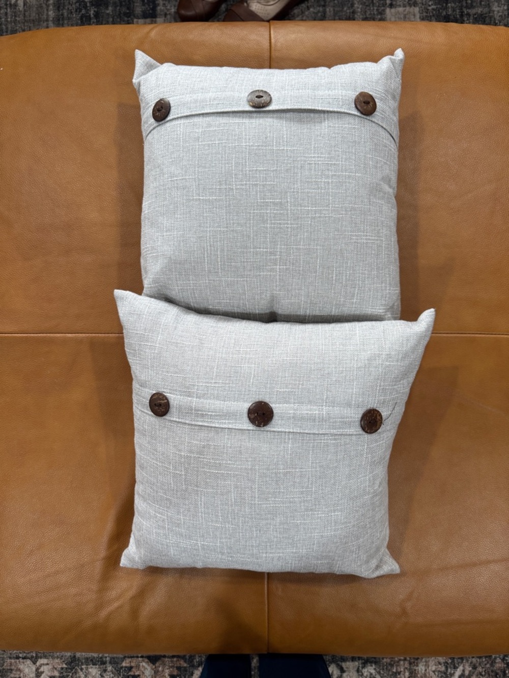 Neutral Gray Button-Accent Decorative Pillow - Contemporary Home Accent